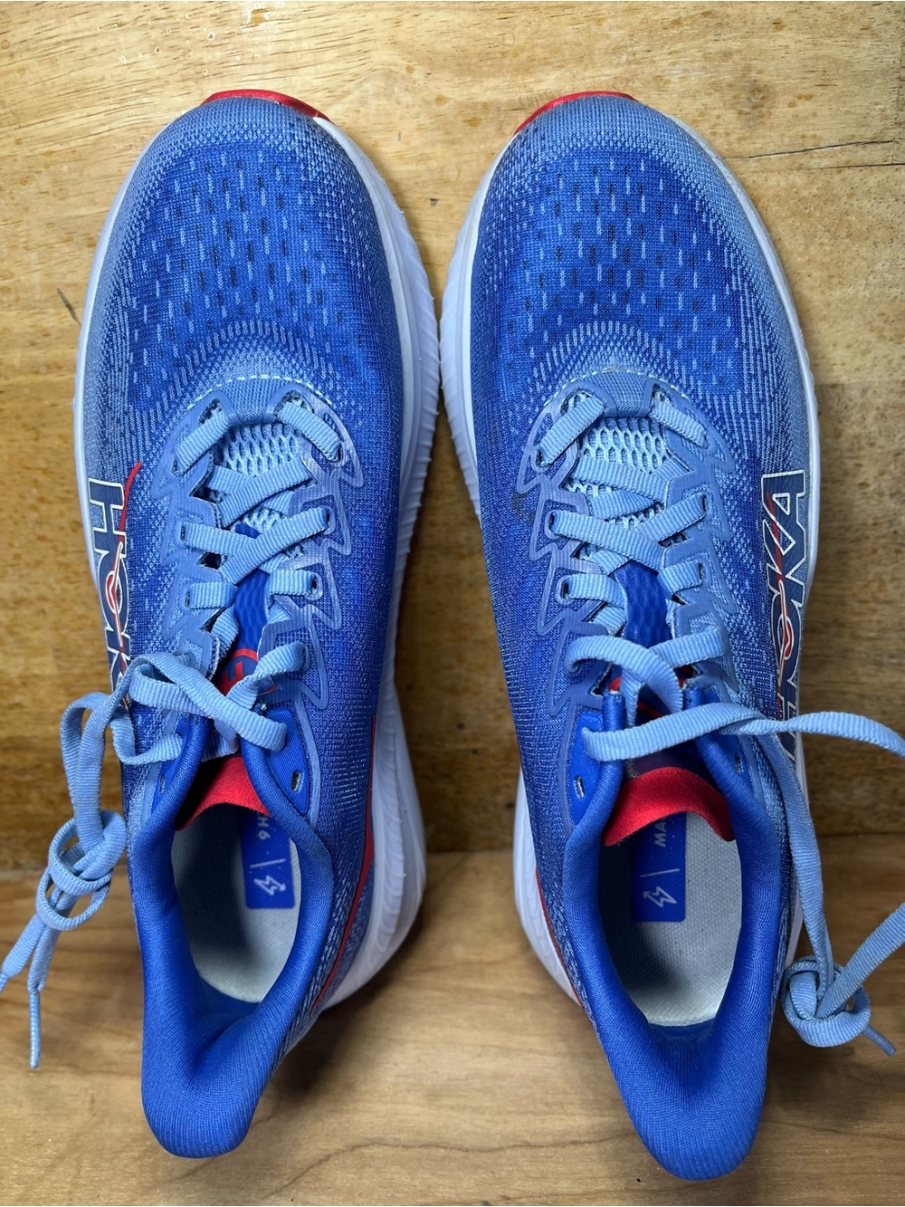 Hoka One One Mach 6 Womens Size 7.5 Running Shoes Sneakers Red White Blue - Picture 7 of 12